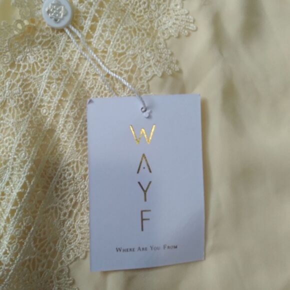 WAYF Posie Yellow Lace Trim Sleeveless Strappy V-Neck Camisole Tank Top Medium - Picture 7 of 14